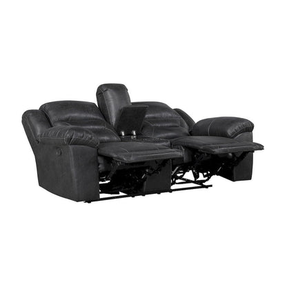 Homelegance  - Hazen Double Reclining Love Seat W/ Center Console in Black - 8538BK-2  view 2