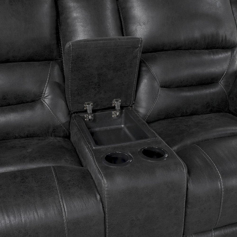 Homelegance  - Hazen Double Reclining Love Seat W/ Center Console in Black - 8538BK-2  view 3