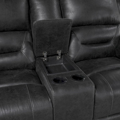 Homelegance  - Hazen Double Reclining Love Seat W/ Center Console in Black - 8538BK-2  view 3