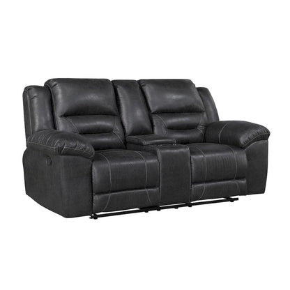 Homelegance  - Hazen Double Reclining Love Seat W/ Center Console in Black - 8538BK-2  view 4