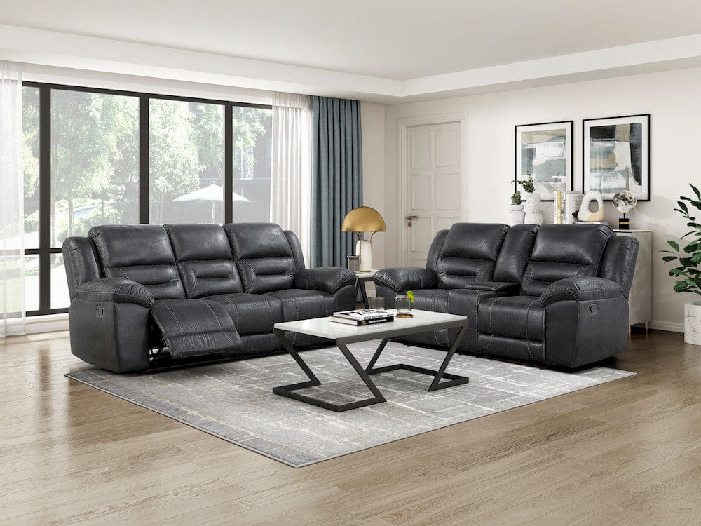 Homelegance  - Hazen Double Reclining Love Seat W/ Center Console in Black - 8538BK-2  view 8