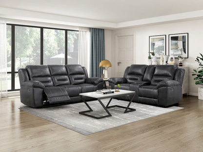Homelegance  - Hazen Double Reclining Love Seat W/ Center Console in Black - 8538BK-2  view 8