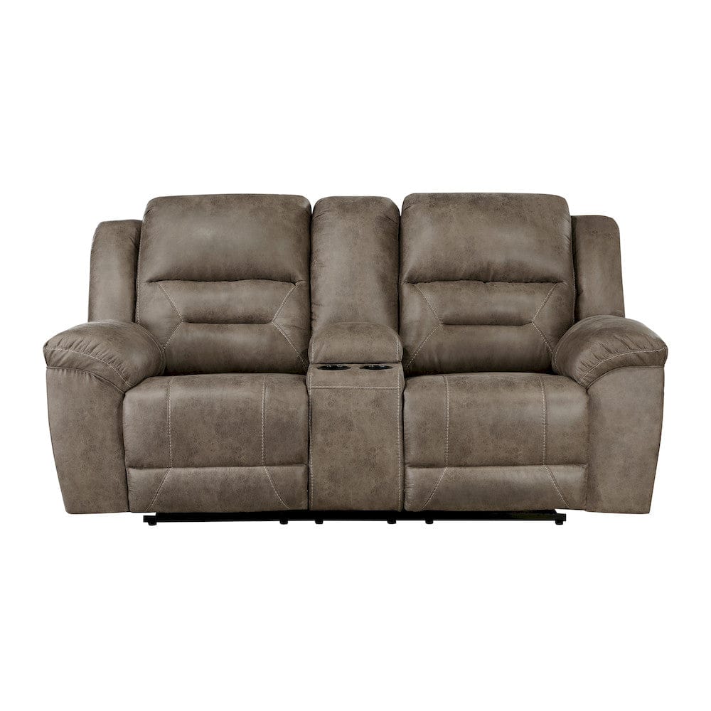 Homelegance  - Hazen Double Reclining Love Seat W/ Center Console in Brown - 8538BR-2  view 1