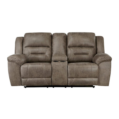Homelegance  - Hazen Double Reclining Love Seat W/ Center Console in Brown - 8538BR-2  view 1