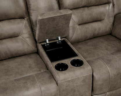 Homelegance  - Hazen Double Reclining Love Seat W/ Center Console in Brown - 8538BR-2  view 4