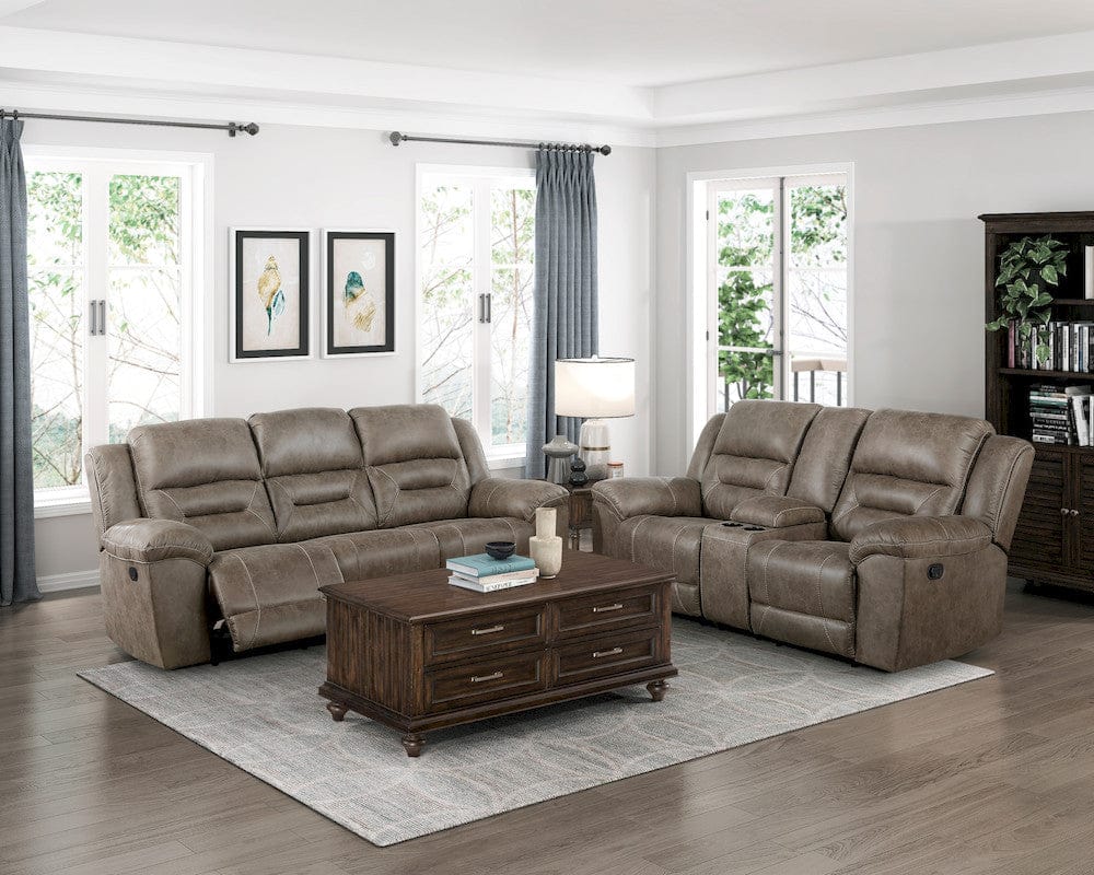 Homelegance  - Hazen Double Reclining Love Seat W/ Center Console in Brown - 8538BR-2  view 7