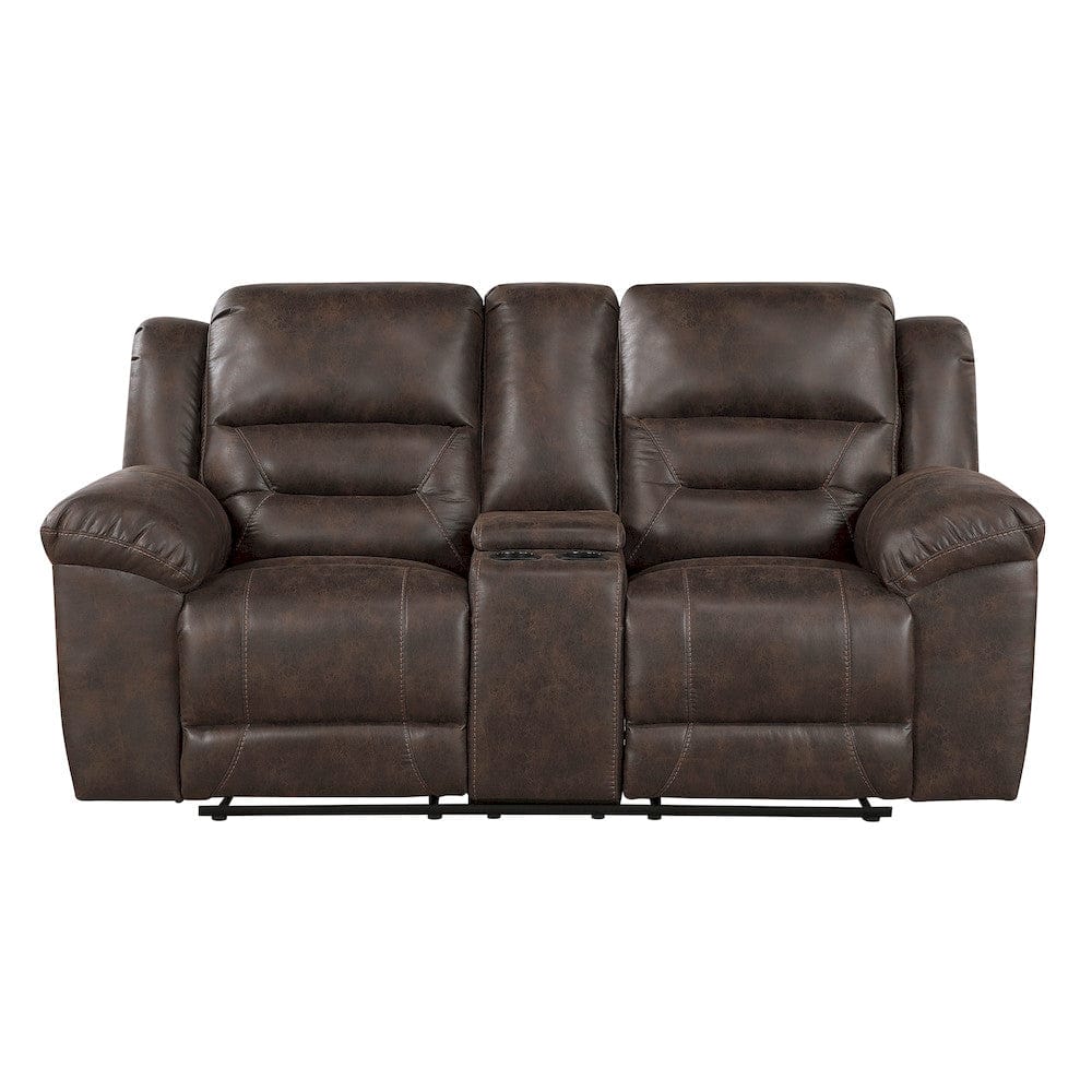 Homelegance  - Hazen Double Reclining Love Seat W/ Center Console in Dark brown - 8538DB-2  view 1
