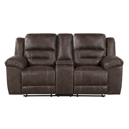 Homelegance  - Hazen Double Reclining Love Seat W/ Center Console in Dark brown - 8538DB-2  view 1
