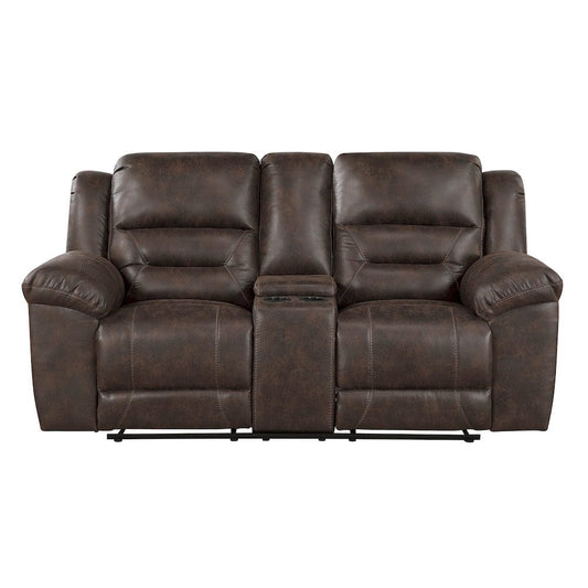 Homelegance  - Hazen Double Reclining Love Seat W/ Center Console in Dark brown - 8538DB-2  view 1