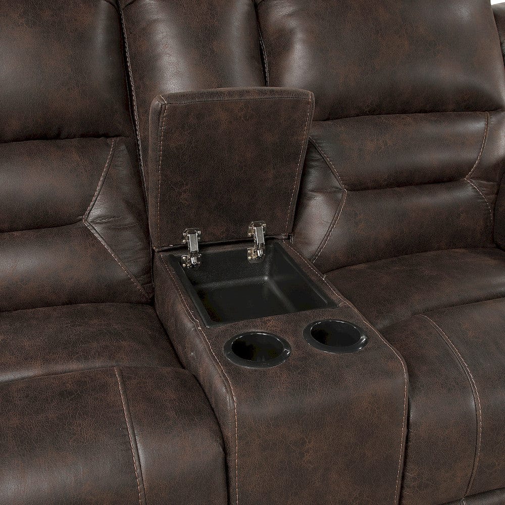 Homelegance  - Hazen Double Reclining Love Seat W/ Center Console in Dark brown - 8538DB-2  view 5