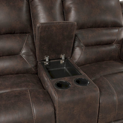 Homelegance  - Hazen Double Reclining Love Seat W/ Center Console in Dark brown - 8538DB-2  view 5