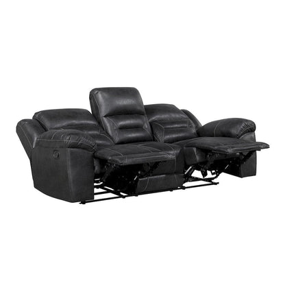 Homelegance  - Hazen Double Reclining Sofa in Black - 8538BK-3  view 4