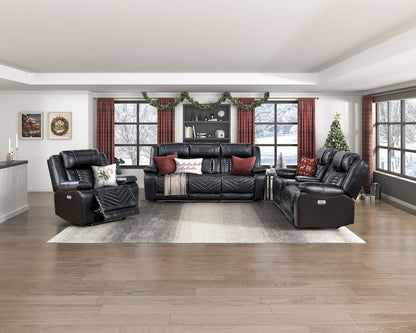 Homelegance  - Huron Power Double Reclining Love Seat W/ Center Console, Wireless Speakers, LED and Charging Ports in Black - 8457BLK-2PW  view 3