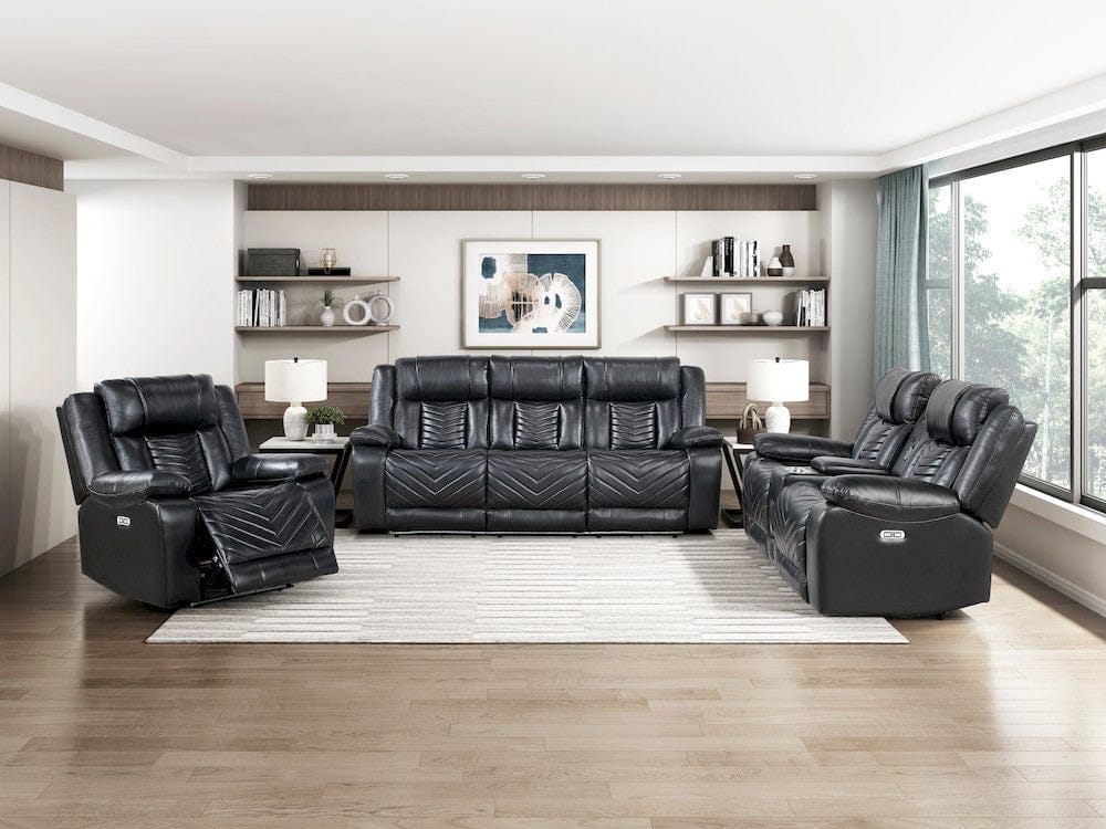 Homelegance  - Huron Power Double Reclining Love Seat W/ Center Console, Wireless Speakers, LED and Charging Ports in Black - 8457BLK-2PW  view 7