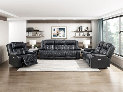 Homelegance  - Huron Power Double Reclining Love Seat W/ Center Console, Wireless Speakers, LED and Charging Ports in Black - 8457BLK-2PW  view 7