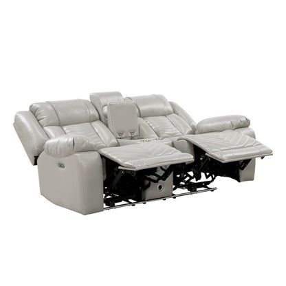 Homelegance  - Huron Power Double Reclining Love Seat W/ Center Console, Wireless Speakers, LED and Charging Ports in Gray - 8457GRY-2PW  view 5