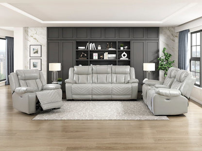 Homelegance  - Huron Power Double Reclining Love Seat W/ Center Console, Wireless Speakers, LED and Charging Ports in Gray - 8457GRY-2PW  view 7