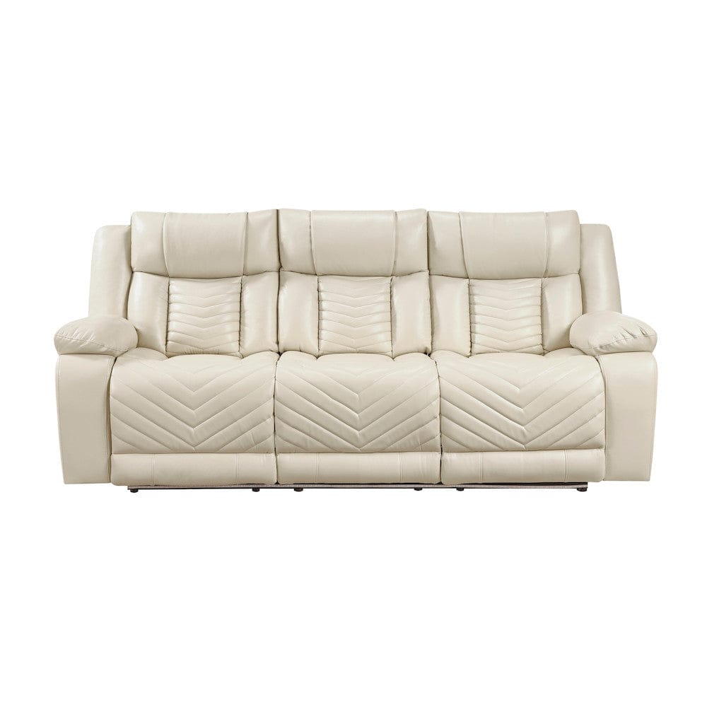Homelegance  - Huron Power Double Reclining Sofa W/ Center Drop-Down Cup Holders, Wireless Charger, Magazine Bag, LED and Charging Ports in Beige - 8457BEG-3PW  view 1