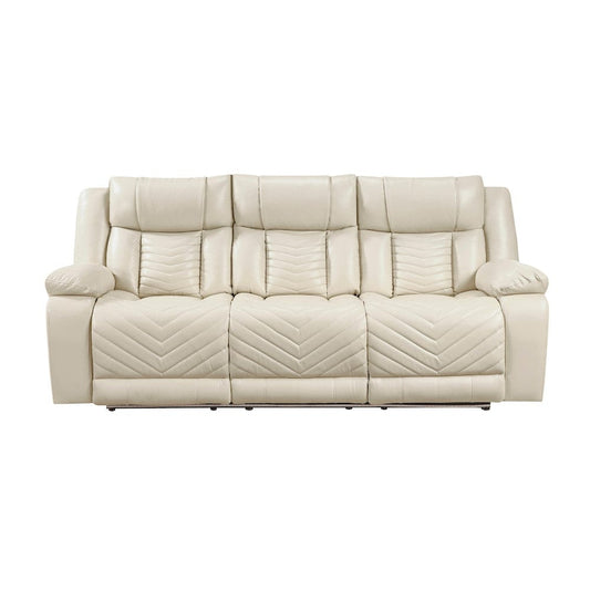 Homelegance  - Huron Power Double Reclining Sofa W/ Center Drop-Down Cup Holders, Wireless Charger, Magazine Bag, LED and Charging Ports in Beige - 8457BEG-3PW  view 1