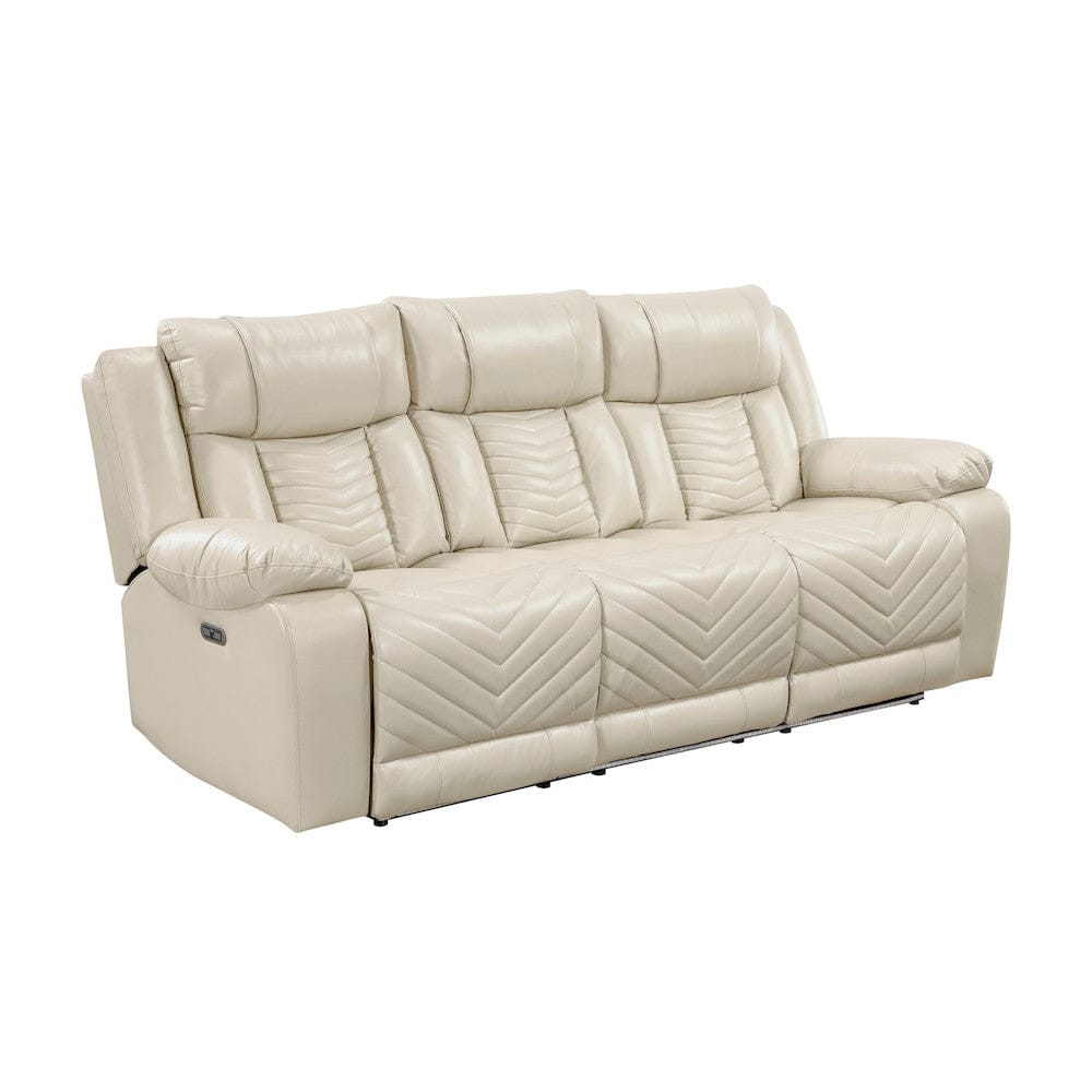 Homelegance  - Huron Power Double Reclining Sofa W/ Center Drop-Down Cup Holders, Wireless Charger, Magazine Bag, LED and Charging Ports in Beige - 8457BEG-3PW  view 2