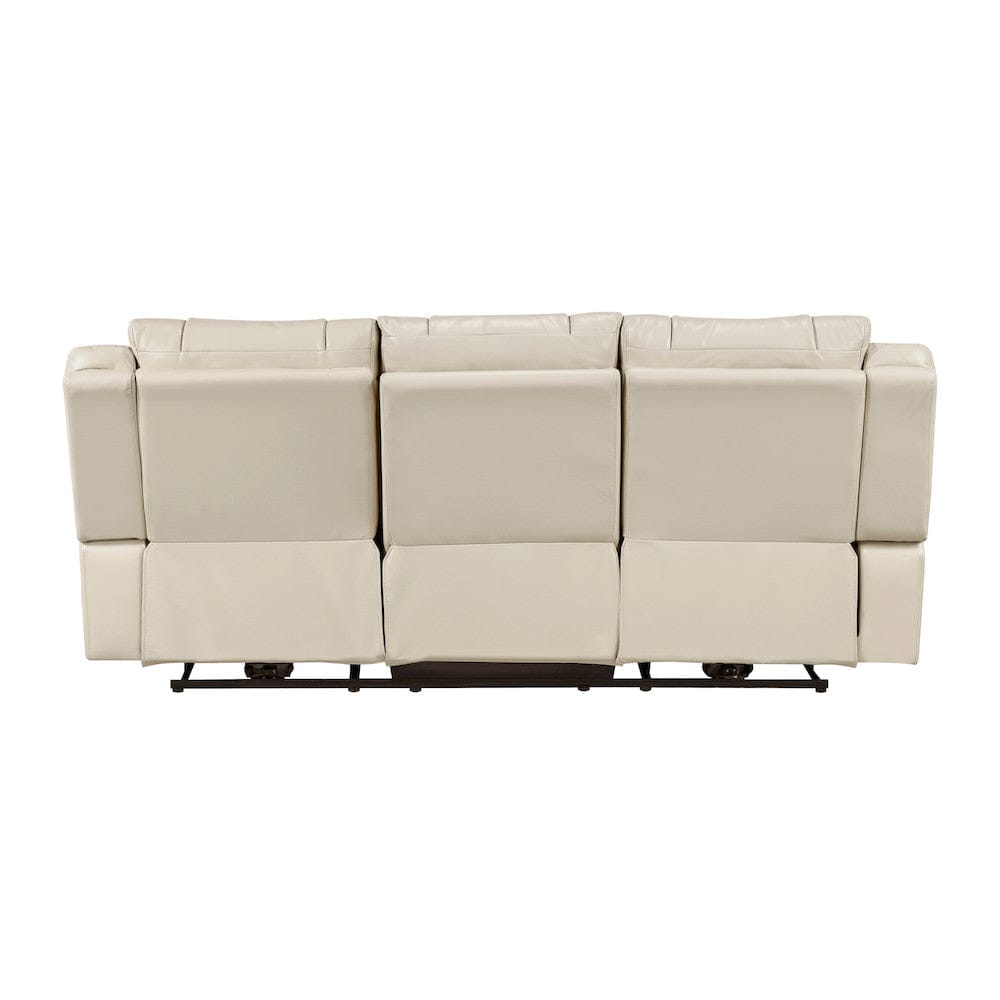Homelegance  - Huron Power Double Reclining Sofa W/ Center Drop-Down Cup Holders, Wireless Charger, Magazine Bag, LED and Charging Ports in Beige - 8457BEG-3PW  view 4