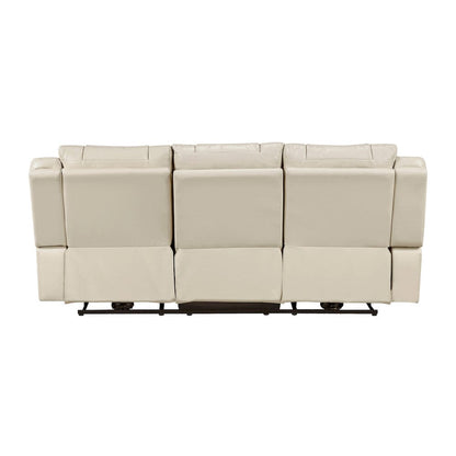 Homelegance  - Huron Power Double Reclining Sofa W/ Center Drop-Down Cup Holders, Wireless Charger, Magazine Bag, LED and Charging Ports in Beige - 8457BEG-3PW  view 4