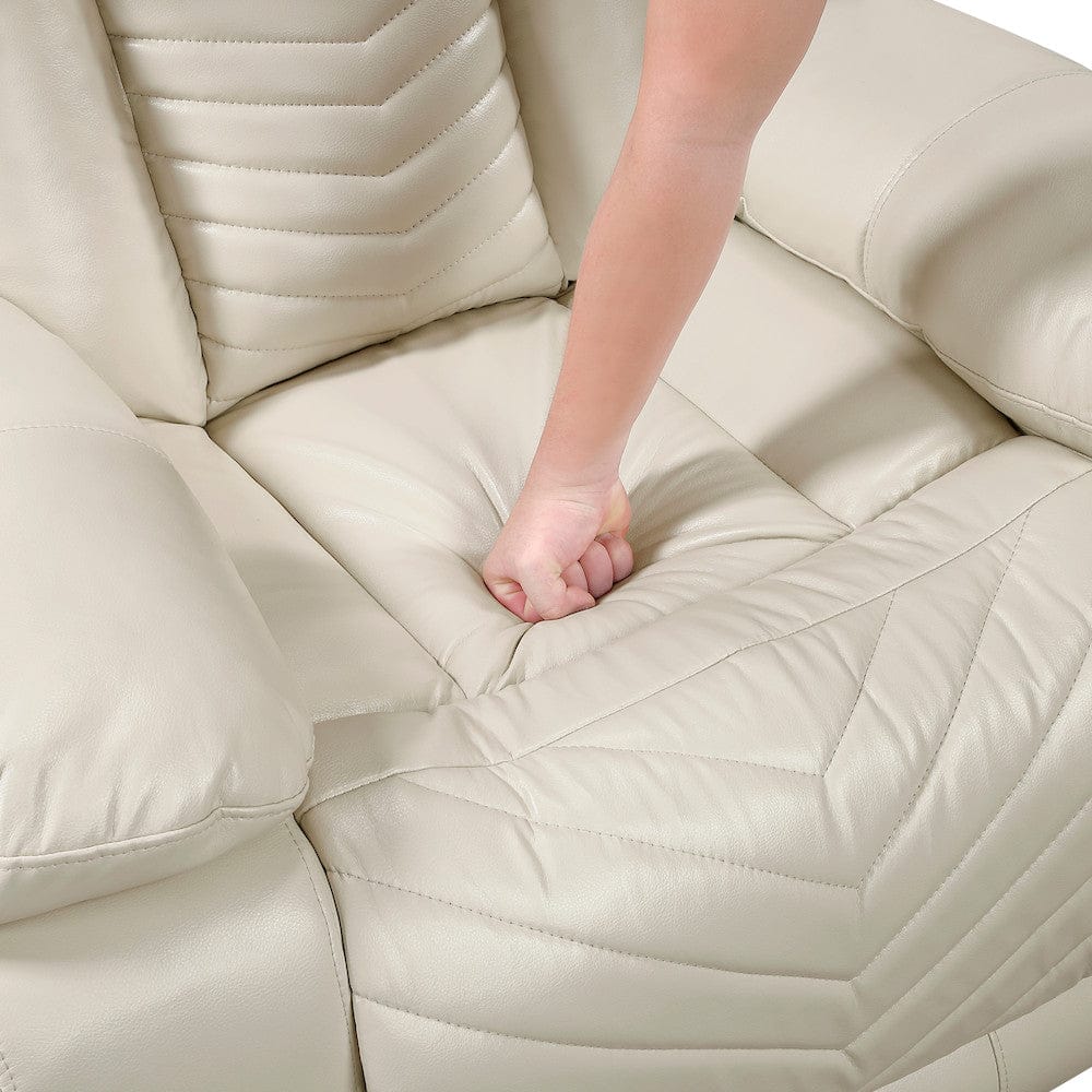 Homelegance  - Huron Power Double Reclining Sofa W/ Center Drop-Down Cup Holders, Wireless Charger, Magazine Bag, LED and Charging Ports in Beige - 8457BEG-3PW  view 10