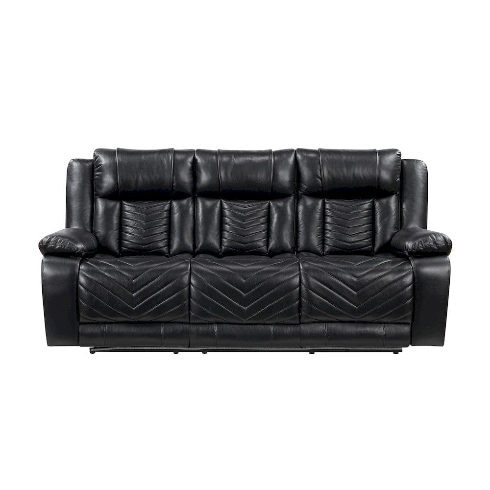 Homelegance  - Huron Power Double Reclining Sofa W/ Center Drop-Down Cup Holders, Wireless Charger, Magazine Bag, LED and Charging Ports in Black - 8457BLK-3PW  view 11