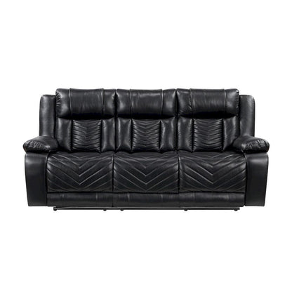 Homelegance  - Huron Power Double Reclining Sofa W/ Center Drop-Down Cup Holders, Wireless Charger, Magazine Bag, LED and Charging Ports in Black - 8457BLK-3PW  view 11