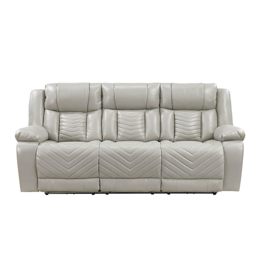 Homelegance  - Huron Power Double Reclining Sofa W/ Center Drop-Down Cup Holders, Wireless Charger, Magazine Bag, LED and Charging Ports in Gray - 8457GRY-3PW  view 1