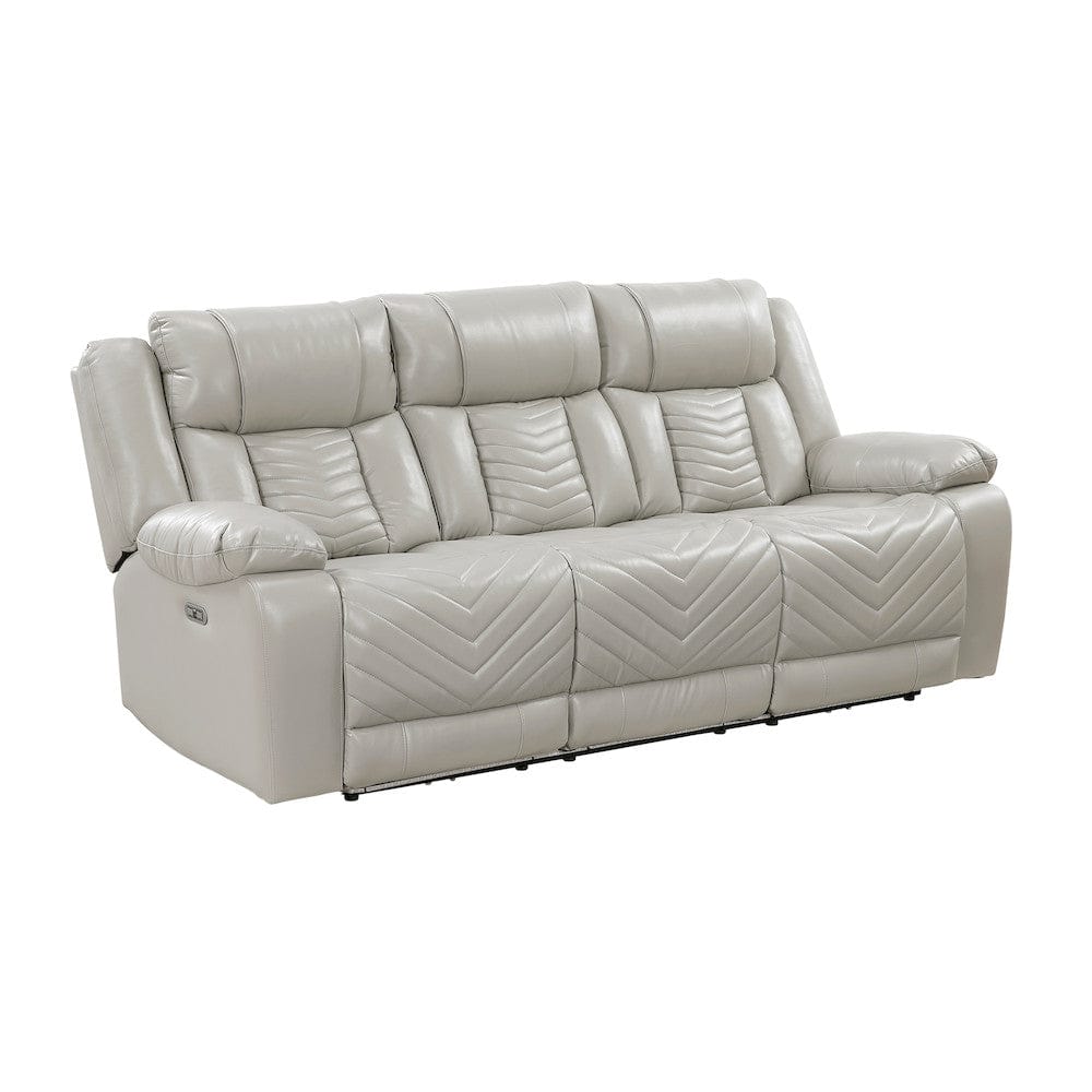 Homelegance  - Huron Power Double Reclining Sofa W/ Center Drop-Down Cup Holders, Wireless Charger, Magazine Bag, LED and Charging Ports in Gray - 8457GRY-3PW  view 3