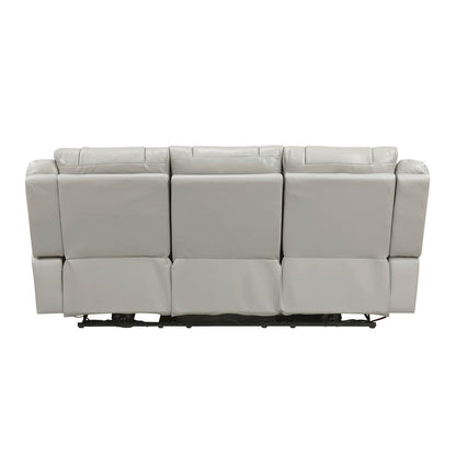 Homelegance  - Huron Power Double Reclining Sofa W/ Center Drop-Down Cup Holders, Wireless Charger, Magazine Bag, LED and Charging Ports in Gray - 8457GRY-3PW  view 5