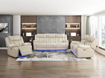 Homelegance  - Huron Power Reclining Chair W/ LED and Charging Ports in Beige - 8457BEG-1PW  view 10