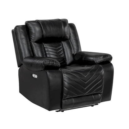 Homelegance  - Huron Power Reclining Chair W/ LED and Charging Ports in Black - 8457BLK-1PW  view 1