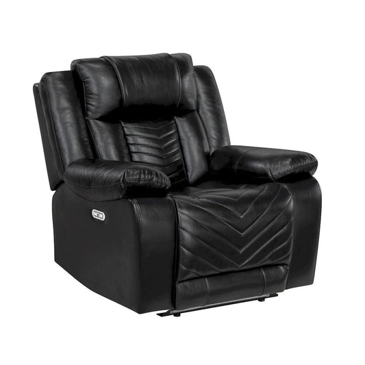 Homelegance  - Huron Power Reclining Chair W/ LED and Charging Ports in Black - 8457BLK-1PW  view 1
