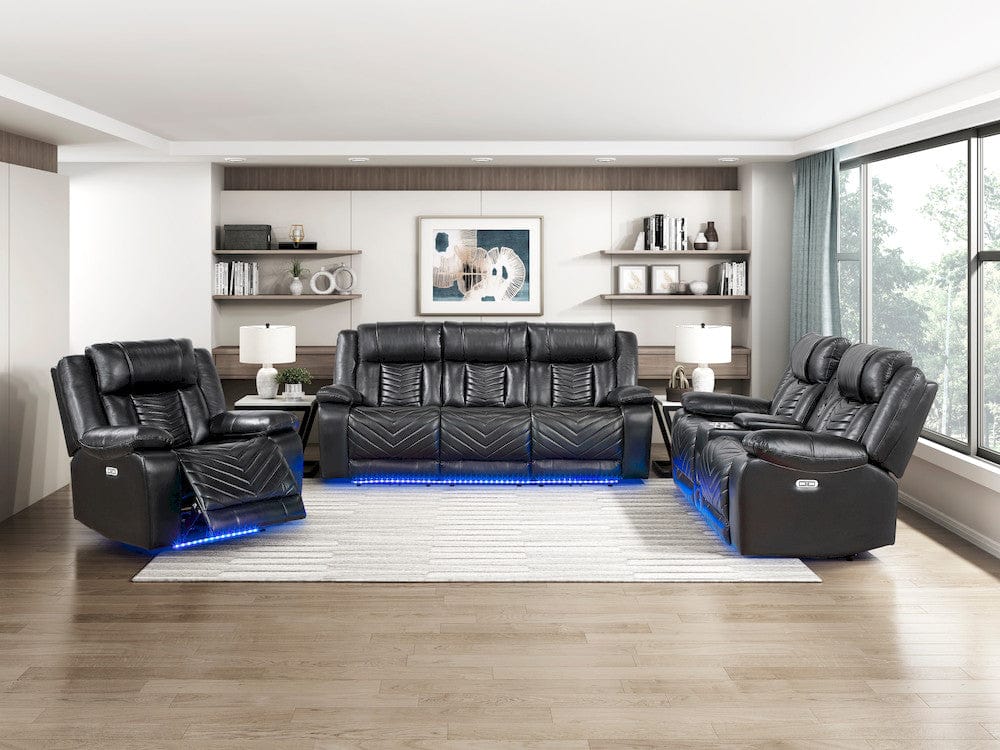 Homelegance  - Huron Power Reclining Chair W/ LED and Charging Ports in Black - 8457BLK-1PW  view 5