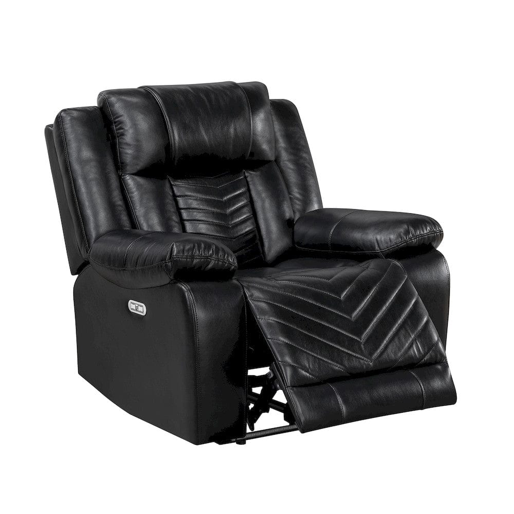 Homelegance  - Huron Power Reclining Chair W/ LED and Charging Ports in Black - 8457BLK-1PW  view 12