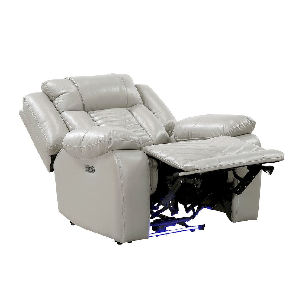 Homelegance  - Huron Power Reclining Chair W/ LED and Charging Ports in Gray - 8457GRY-1PW  view 11