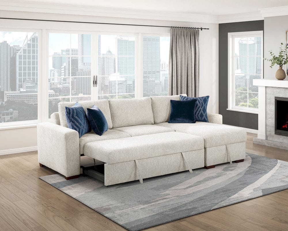 Homelegance  - Isla 2-Piece Sectional W/ Reversible Chaise, Pull-out Bed and Hidden Storage, Click Motion Back in Beige - 8548BEx3VC2ACLA  view 4