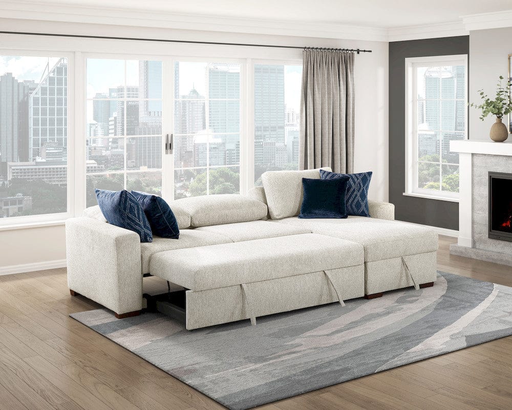 Homelegance  - Isla 2-Piece Sectional W/ Reversible Chaise, Pull-out Bed and Hidden Storage, Click Motion Back in Beige - 8548BEx3VC2ACLA  view 5