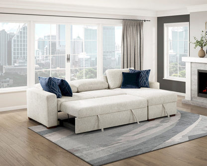 Homelegance  - Isla 2-Piece Sectional W/ Reversible Chaise, Pull-out Bed and Hidden Storage, Click Motion Back in Beige - 8548BEx3VC2ACLA  view 5