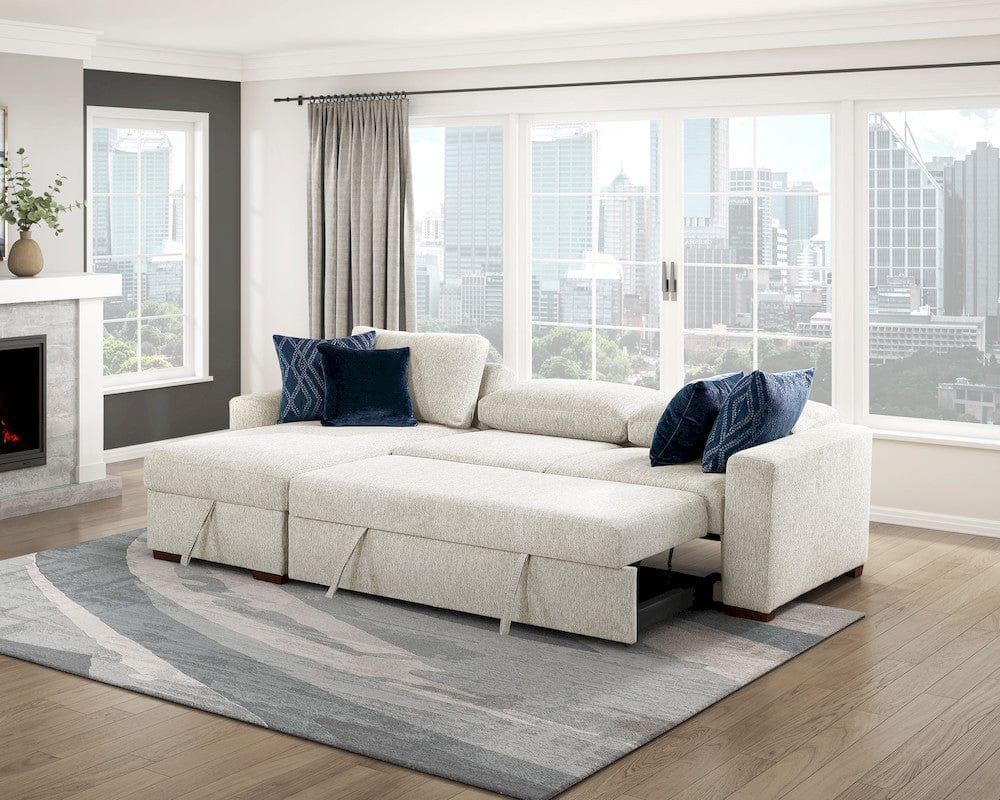 Homelegance  - Isla 2-Piece Sectional W/ Reversible Chaise, Pull-out Bed and Hidden Storage, Click Motion Back in Beige - 8548BEx3VC2ACLA  view 8