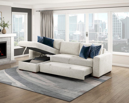 Homelegance  - Isla 2-Piece Sectional W/ Reversible Chaise, Pull-out Bed and Hidden Storage, Click Motion Back in Beige - 8548BEx3VC2ACLA  view 9