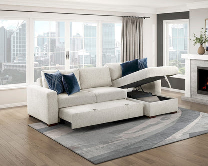 Homelegance  - Isla 2-Piece Sectional W/ Reversible Chaise, Pull-out Bed and Hidden Storage, Click Motion Back in Beige - 8548BEx3VC2ACLA  view 10