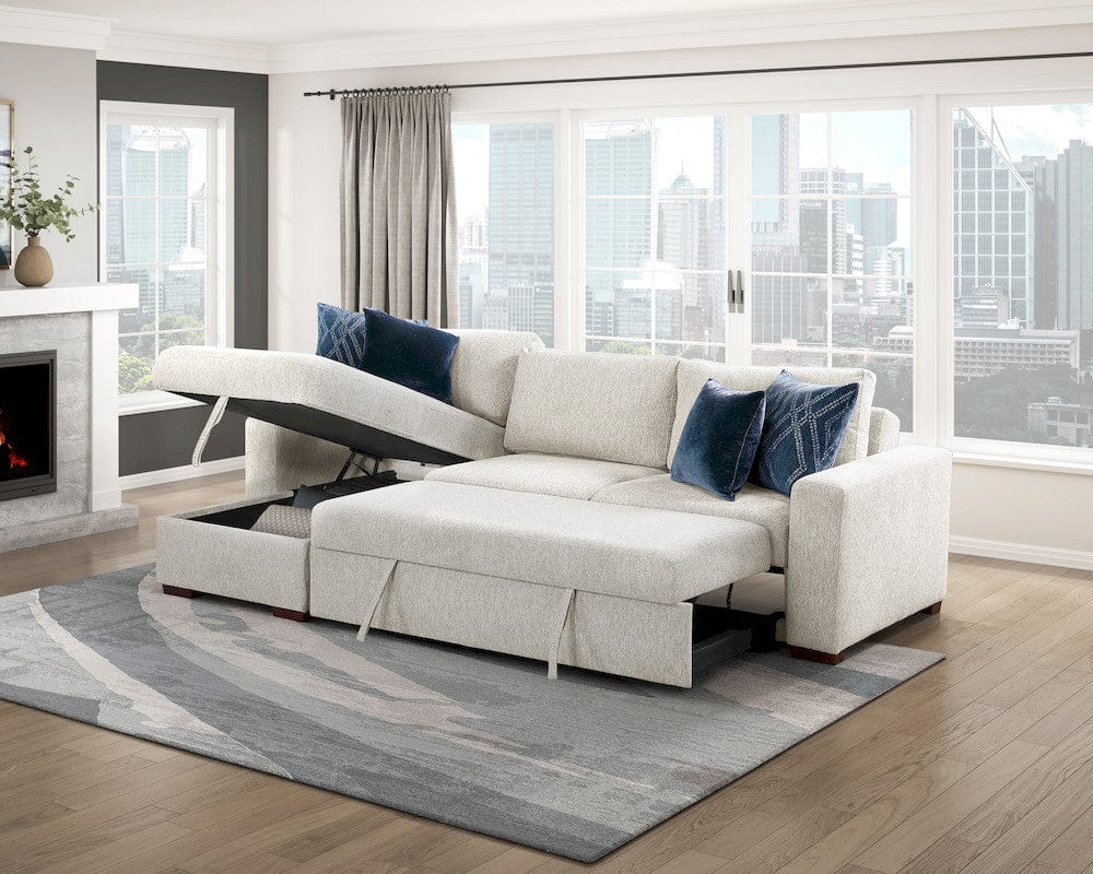 Homelegance  - Isla 2-Piece Sectional W/ Reversible Chaise, Pull-out Bed and Hidden Storage, Click Motion Back in Beige - 8548BEx3VC2ACLA  view 11