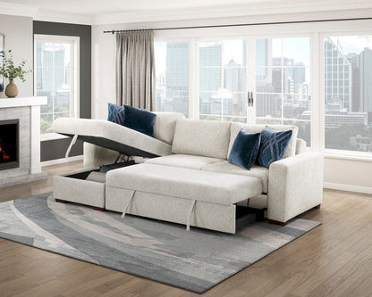 Homelegance  - Isla 2-Piece Sectional W/ Reversible Chaise, Pull-out Bed and Hidden Storage, Click Motion Back in Beige - 8548BEx3VC2ACLA  view 11