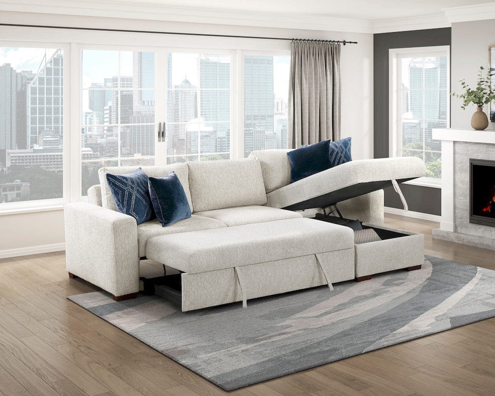 Homelegance  - Isla 2-Piece Sectional W/ Reversible Chaise, Pull-out Bed and Hidden Storage, Click Motion Back in Beige - 8548BEx3VC2ACLA  view 12