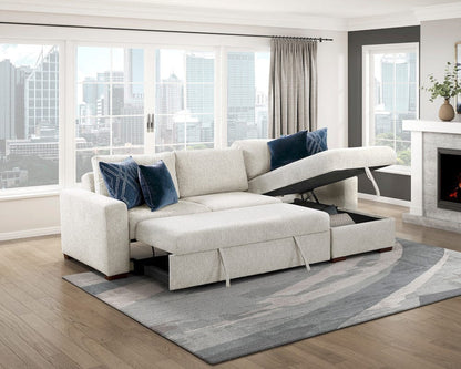 Homelegance  - Isla 2-Piece Sectional W/ Reversible Chaise, Pull-out Bed and Hidden Storage, Click Motion Back in Beige - 8548BEx3VC2ACLA  view 12