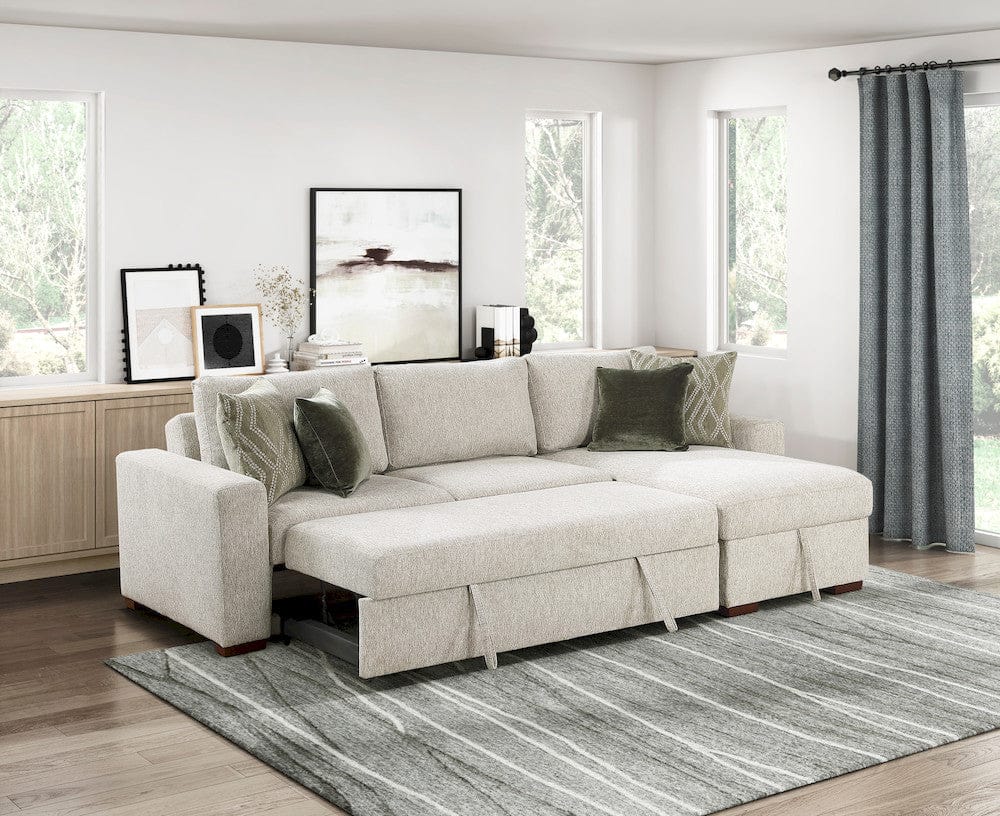 Homelegance  - Isla 2-Piece Sectional W/ Reversible Chaise, Pull-out Bed and Hidden Storage, Click Motion Back in Sage Sand - 8548x3VC2ACLA  view 5