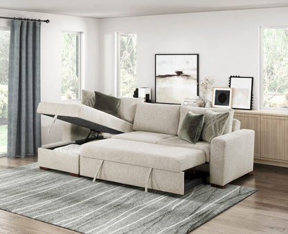 Homelegance  - Isla 2-Piece Sectional W/ Reversible Chaise, Pull-out Bed and Hidden Storage, Click Motion Back in Sage Sand - 8548x3VC2ACLA  view 7
